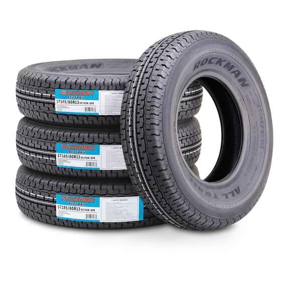 ROCKMAN Trailer Tire ST185/80R13 8-Ply Load Range D 99M Steel Belted Radial 11170, Set4