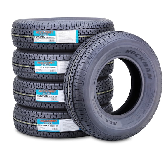 ROCKMAN Trailer Tire ST215/75R14 8-Ply Load Range D 108M Steel Belted Radial 11171, Set5