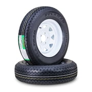 ROCKMAN Trailer Tire Wheel Assembly ST175/80R13 6-Ply C 91M 5 Lug on 4.5" PCD White Spoke Rim ,SET 2
