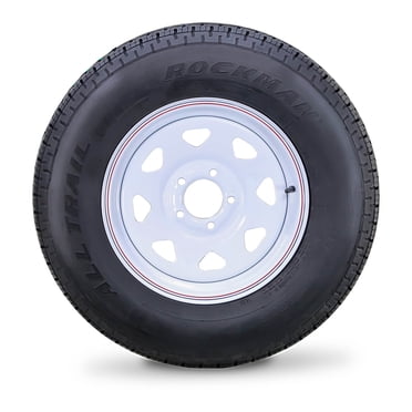 Rockman ST205/75R14 Trailer Tire & Rim – 8-Ply D, 5 Lug 4.5 PCD, White Spoke – 1 Unit