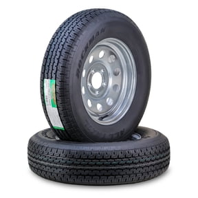ROCKMAN Trailer Tire Wheel Assembly ST205/75R15 8-Ply D 107M 5 Lug on 4.5" PCD Galvanized Mod Rim ,SET 2