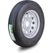 ROCKMAN Trailer Tire Wheel Assembly ST205/75R15 8-Ply D 107M 5 Lug on 4.5" PCD Silver Mod Rim