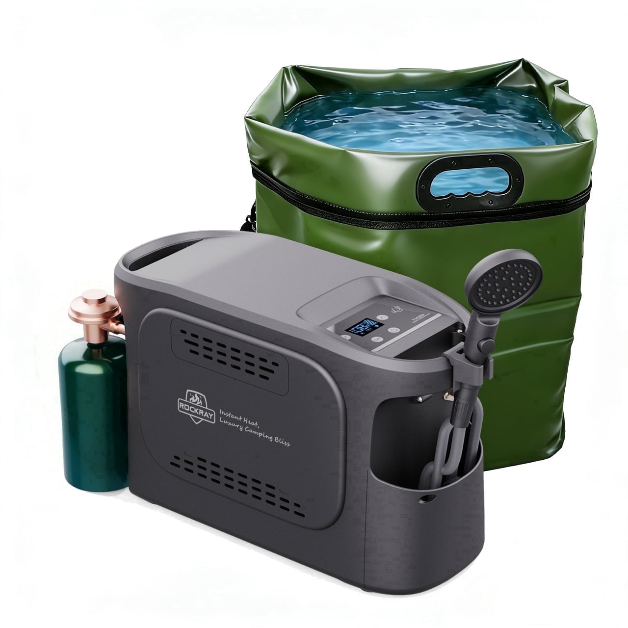 ROCKRAY Portable Propane Water Heater for Camping, Thermostatic Anti-Frost System, Instant Hot Water Heater with 5200mAh Battery,Outdoor Shower for RV, Cleaning & Pet Washing