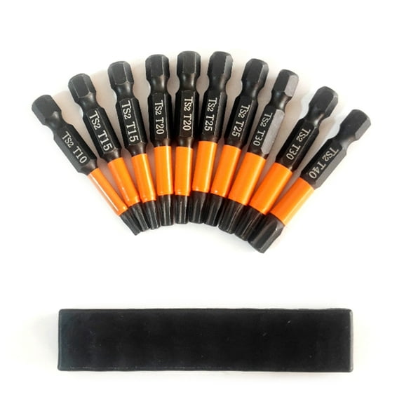 ROCKROK 10Pcs 1/4inch Torx Head Screwdriver Bit Hexagon Shank Screwdriver Magnetic