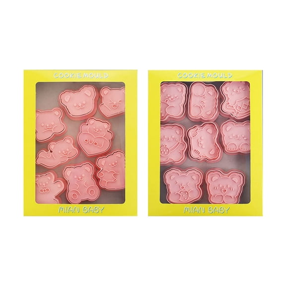 ROCKROK 16Pcs/set Kitchen Cartoon Bear Cookie Cutters Cartoon Pressable Biscuits Mold