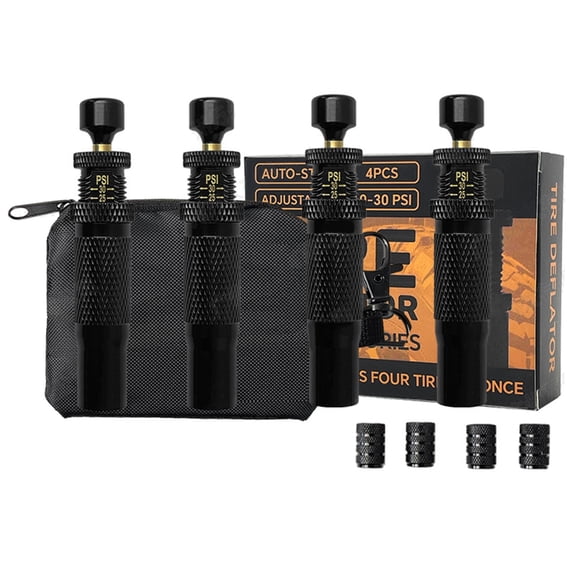 ROCKROK 4pcs Tire Pressure Release Valves, Quick Adjustable 0.7-2.1 Bar, with Carry Bag