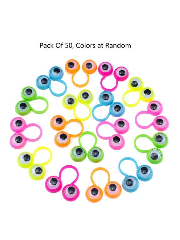 50 Pcs Eyeball Ring Kit Fashion Finger Ring Eye Finger Puppets Eyes Rings