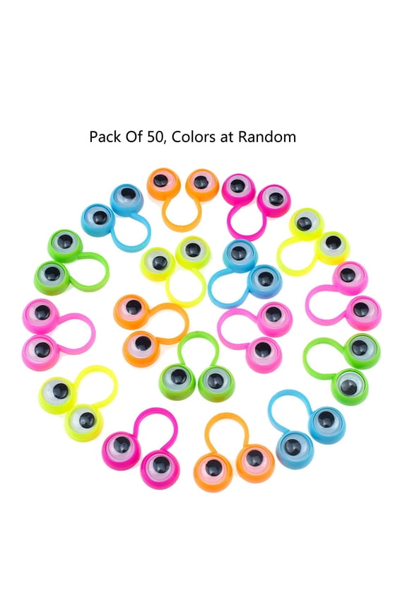 50 Pcs Eyeball Ring Kit Fashion Finger Ring Eye Finger Puppets Eyes Rings