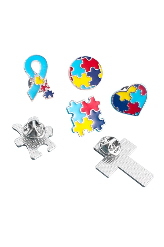 6x/Set Autism Brooch Autism Awareness Pins Autism Puzzle Enamel Pin for Unisex