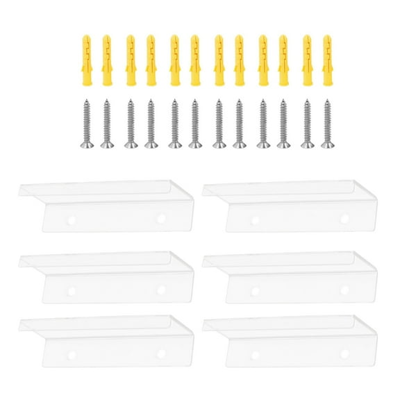 ROCKROK 6x Space Saving Acrylic Floating Shelves for Records Durable Wall Mount Holders