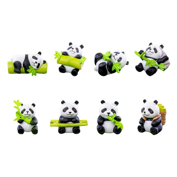 ROCKROK 8Pcs Cute Panda Figurines Miniatures Realistic Cake Toppers Party Decors