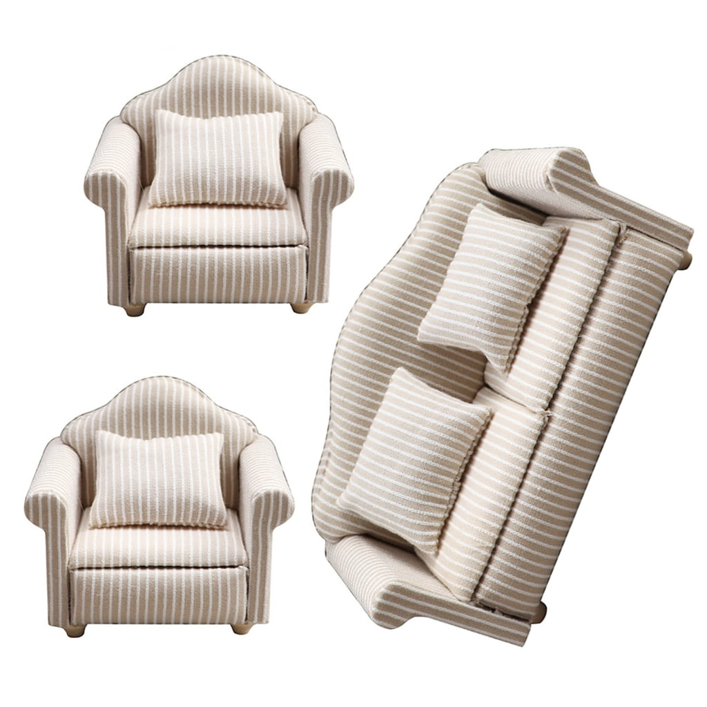 ROCKROK Children Playtimes Mini Sofa Set 3Pcs for Dollhouses Room ...