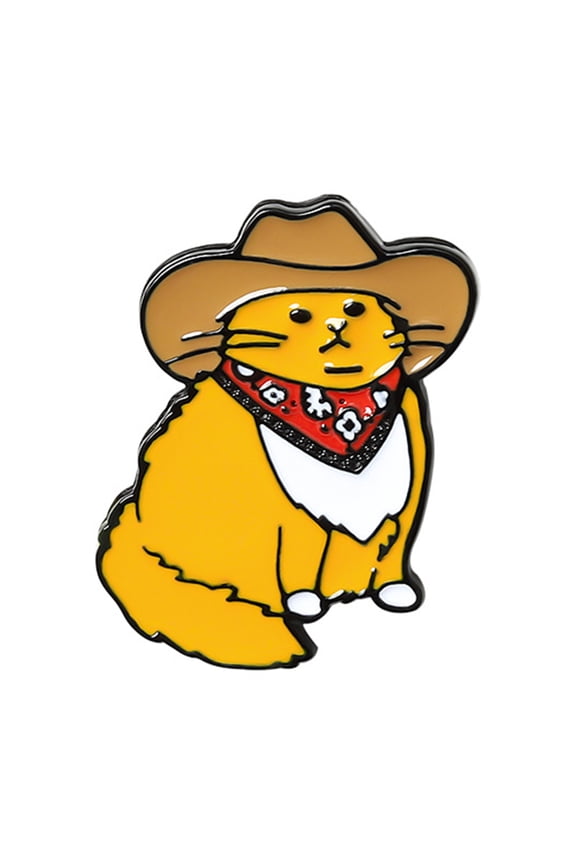 Cute Western Cowboy for Cat Style Brooch Accessories Pin Denim Badge