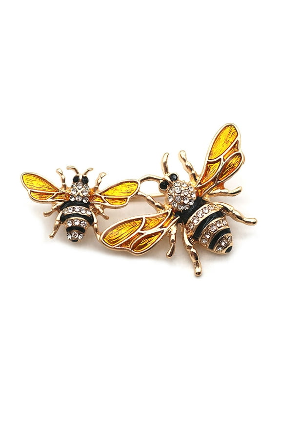 Delicate Bee Brooch for Rhinestone Yellow Pins for Women Daily We