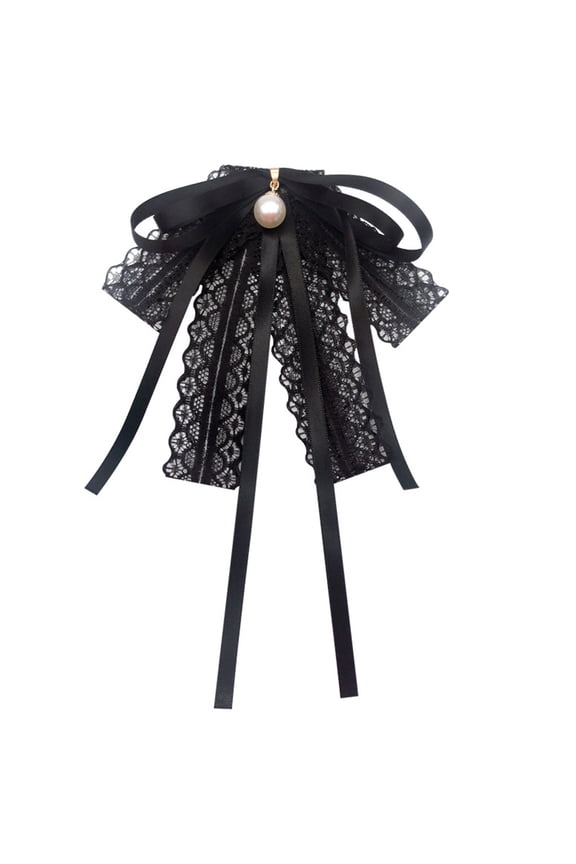 Elegant Bowtie with Pearl Bead Corsage Bowtie Cravat Gifts for Women Wedding