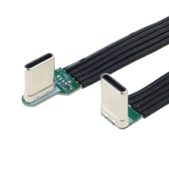 ROCKROK Flexible Flat Silicone USB C to USB C Cable Left/Right Angled for Camera Phones 60W Fast Charging 480Mbps Data Transfer