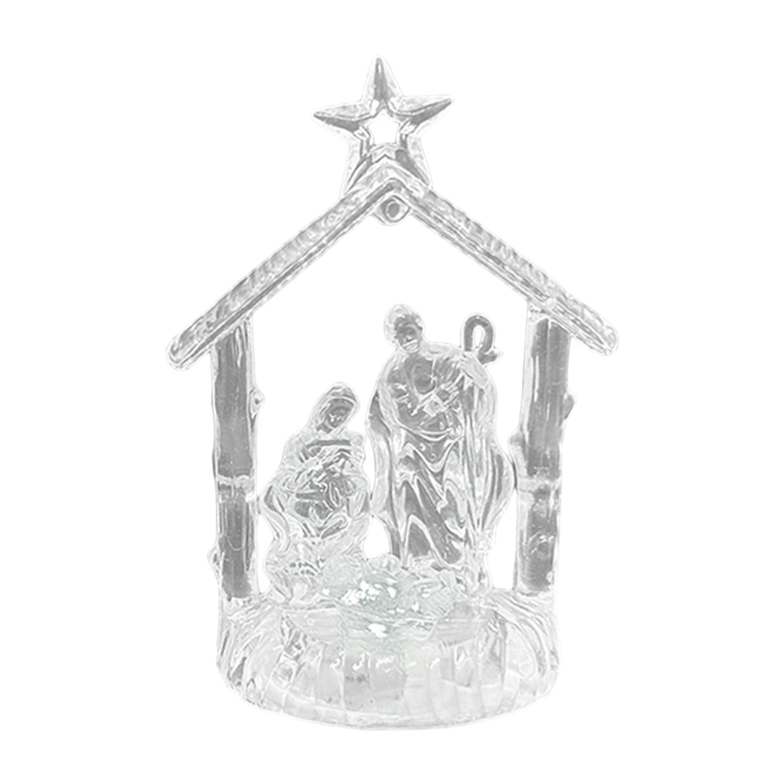 ROCKROK LED Light Acrylic Christmas Manger Scene Elegant Holy Nativity Figure Ornament Decors Clear Tabletop Decoration Pieces