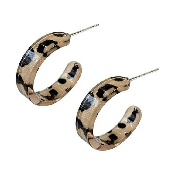 ROCKROK Leopard Print Hoop Earrings Ear Circle Loop Simple Hypoallergenic Earrings