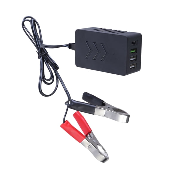 ROCKROK Portable Converter with Battery Clip DC8V-35V to 5V 3xUSB Port 1xType C Port