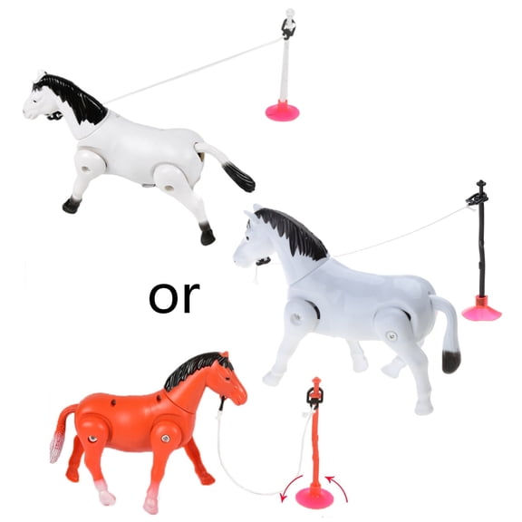 ROCKROK Rotating Electric Horse Toy with Suction Stake Circling Horse Toy for Kids3+
