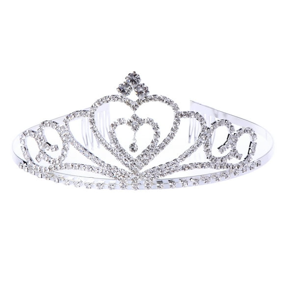 ROCKROK Simple Fashion Crown Comb Rhinestone Heart Crystal Bridal Hair Accessories