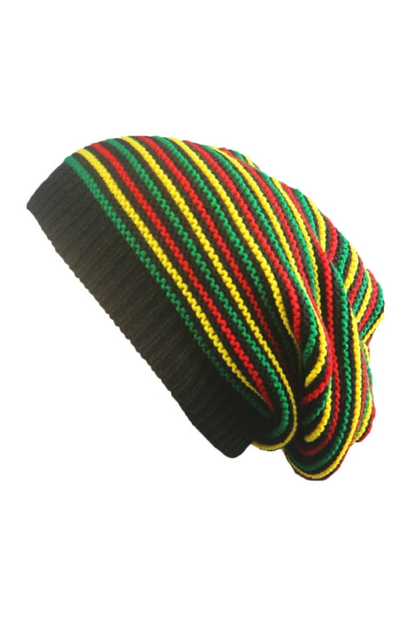 Winter Beanie Hat for Men Women Warm Cozy Knit Jamaica Stripes Baggy Cap