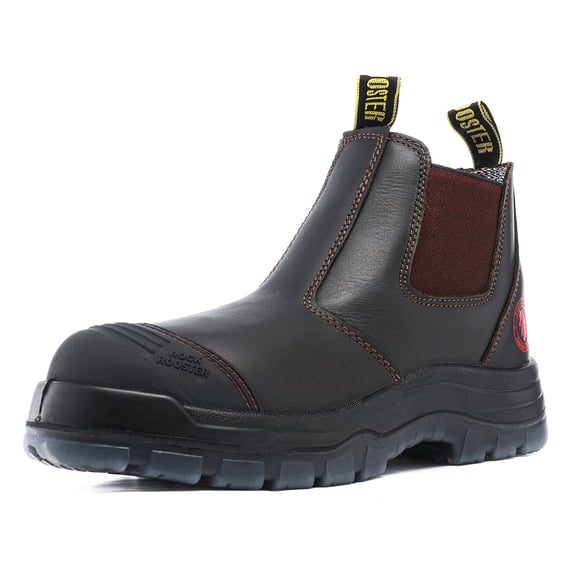 ROCKROOSTER Bakken 6" Men's Dark Brown Steel Toe Anti-Static Safety Chelsea Work Boots for Adult EE Wide AK229-10.5