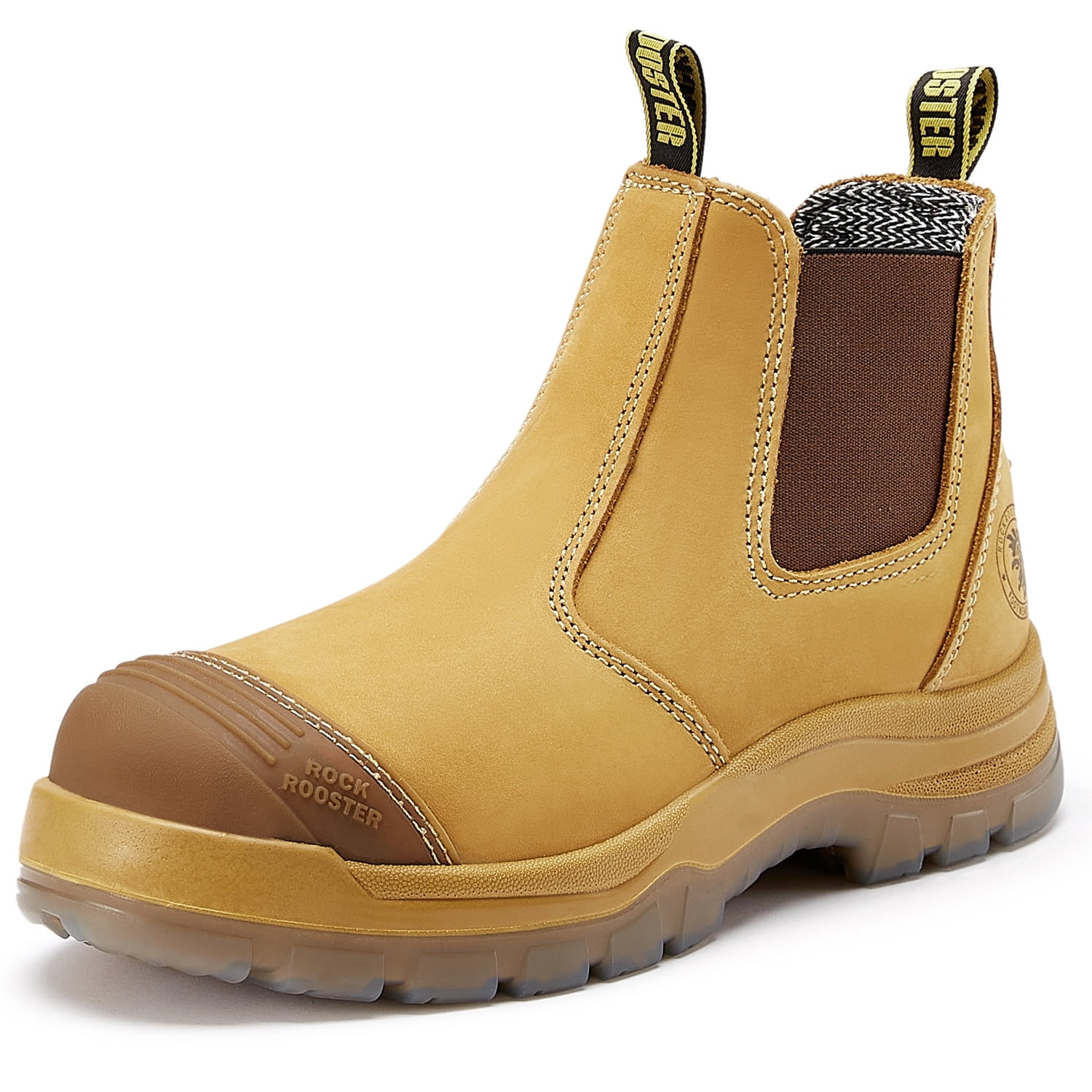 花鳥74 ROCKROOSTER Lumen Black 6 inch Pull on Leather Work Boots