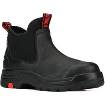 ROCKROOSTER Men's 6 inch Black Leather Steel Toe Waterproof EH Protective Slip On Work Boots AK323-11