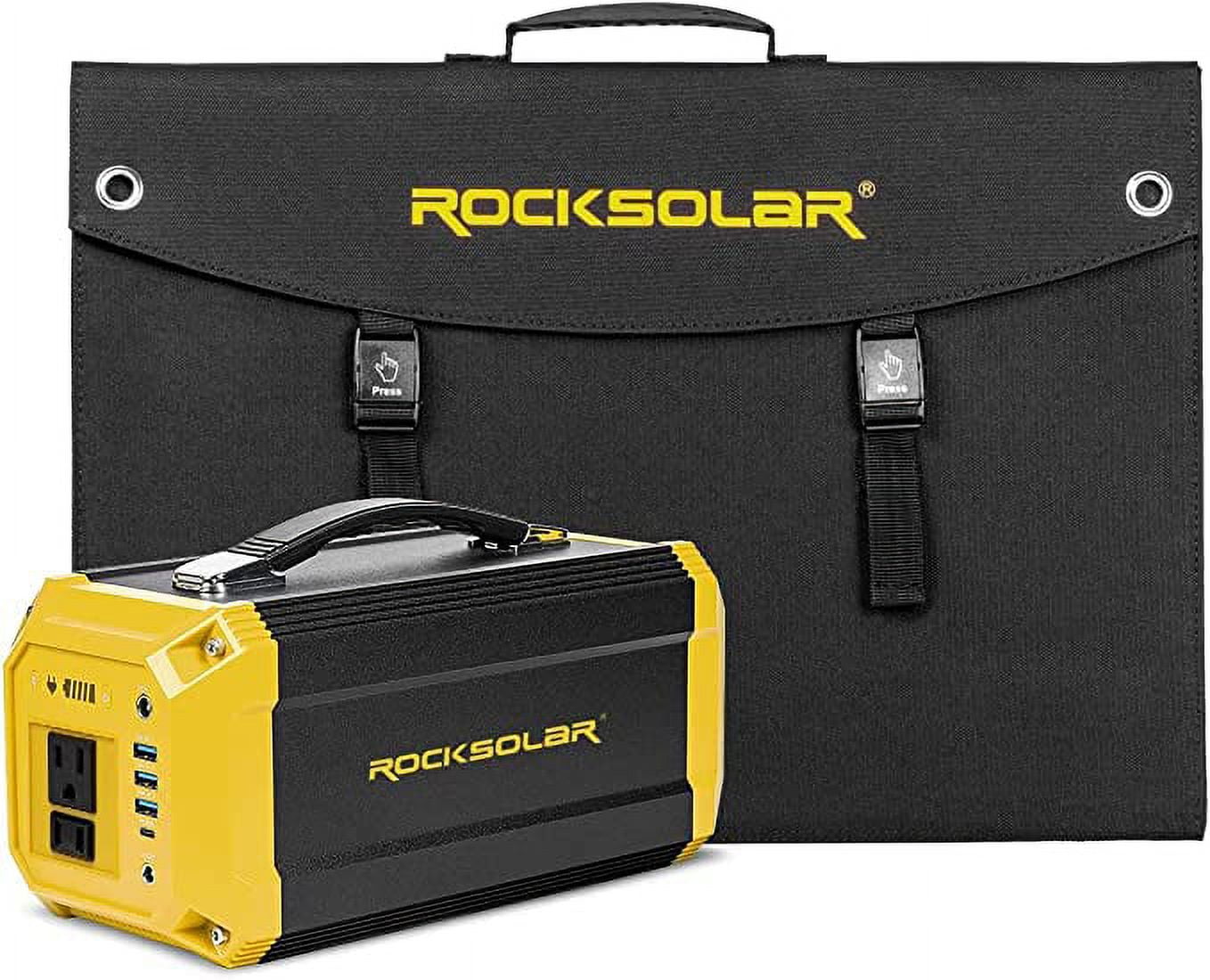 ROCKSOLAR Utility 300W Portable Power Station with a 100W Foldable