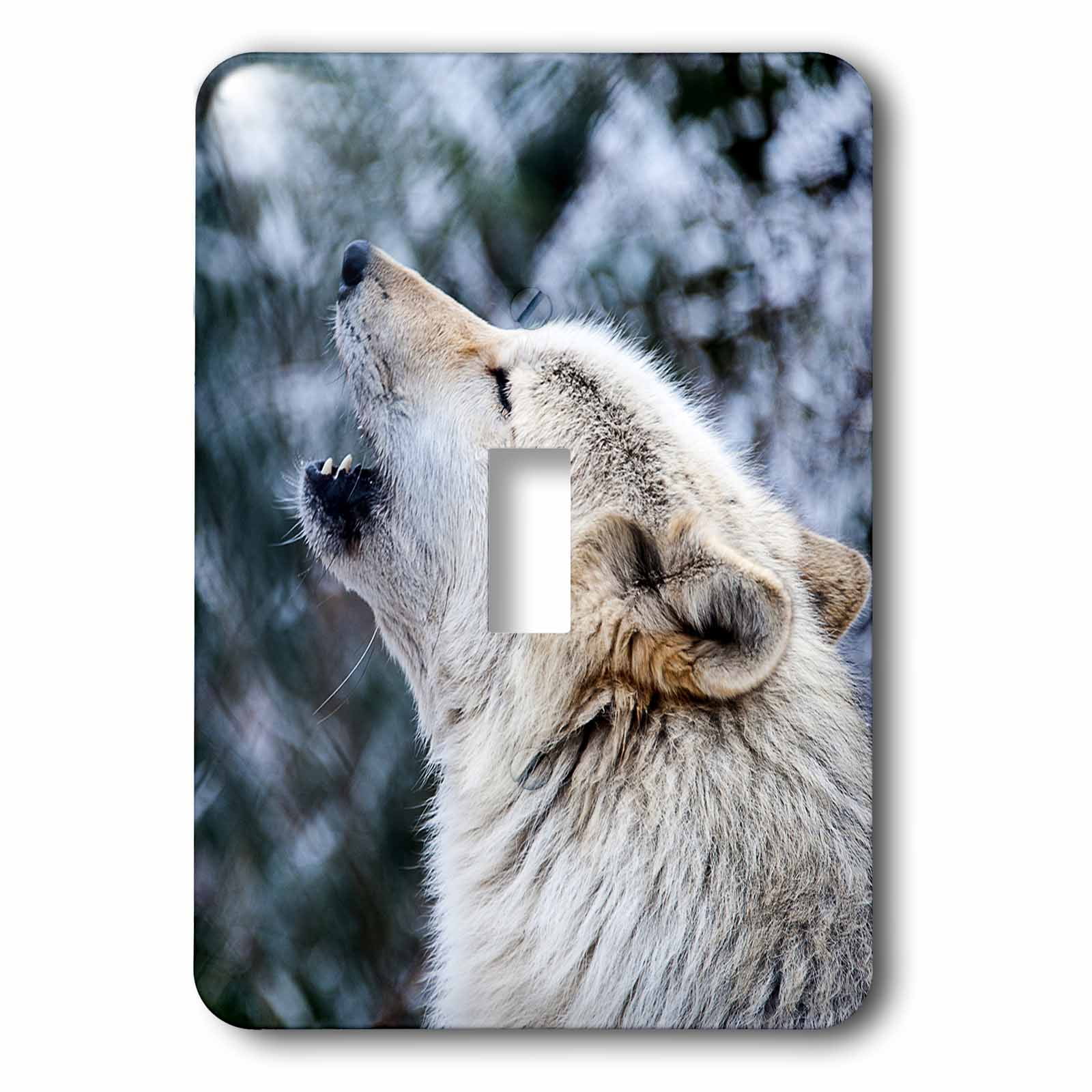 3Drose Rocky Mountain Gray Wolf Light Switch Cover – Durable Metal Decorative Plate