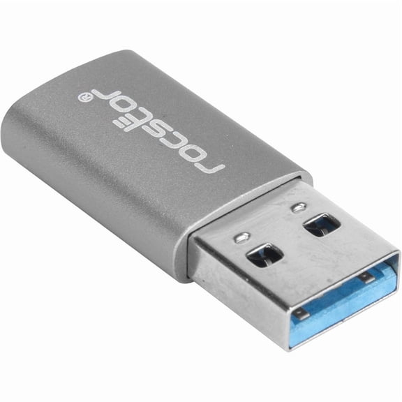 Rocstor Premium USB-A to USB-C Connector Adapter M/F- Aluminum Grey