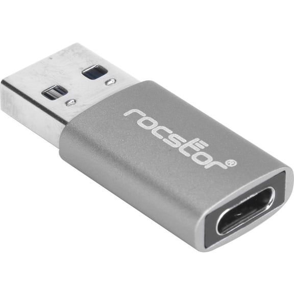 Rocstor Premium USB-A to USB-C Connector Adapter M/F- Aluminum Grey