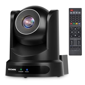 ROCWARE Conference Room Camera, RC20 PTZ Camera with Remote Control,10x Optical Zoom Webcam, 16X Digital/USB Output & AutoFocus/Low-Light & White Balance Correction for Church/Education/Broadcast