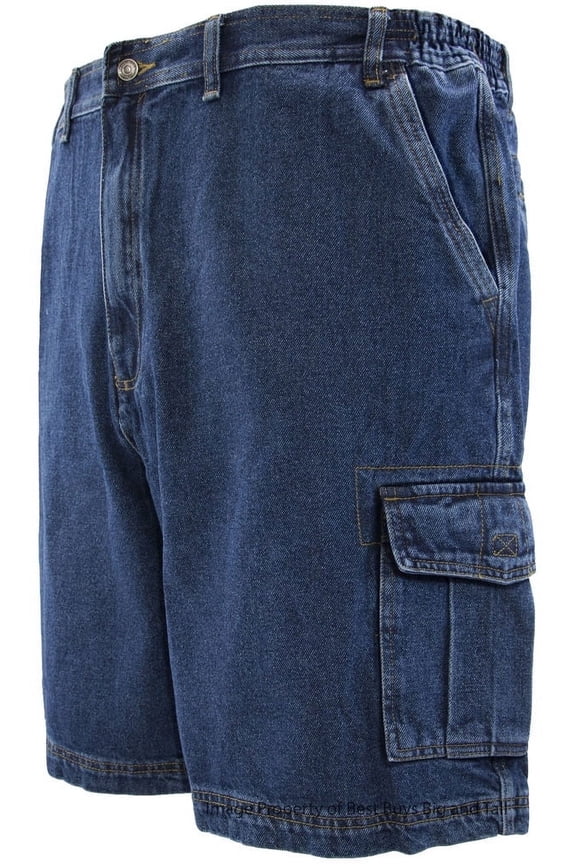 Big Men’s Denim Cargo Shorts Expandable Waist Sizes 42 – 68