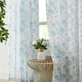 thumbnail image 1 of Bohogeo Teal Floral Leaf Print Poly Sheer Curtains with Linen Texture,2 Panels,84 inches in Length,Light-Filtering Privacy-Friendly Window Drapes with Rod Pocket for Living Room Decor,56W x 84L, 1 of 7