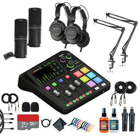 RODE RODECaster Duo Integrated Audio Production Studio Compact Mixer with Dual USB Interface & Bluetooth For Podcasting & Streaming RCDUO 2x Headphones 2x Podcast Microphone Mic Arm More