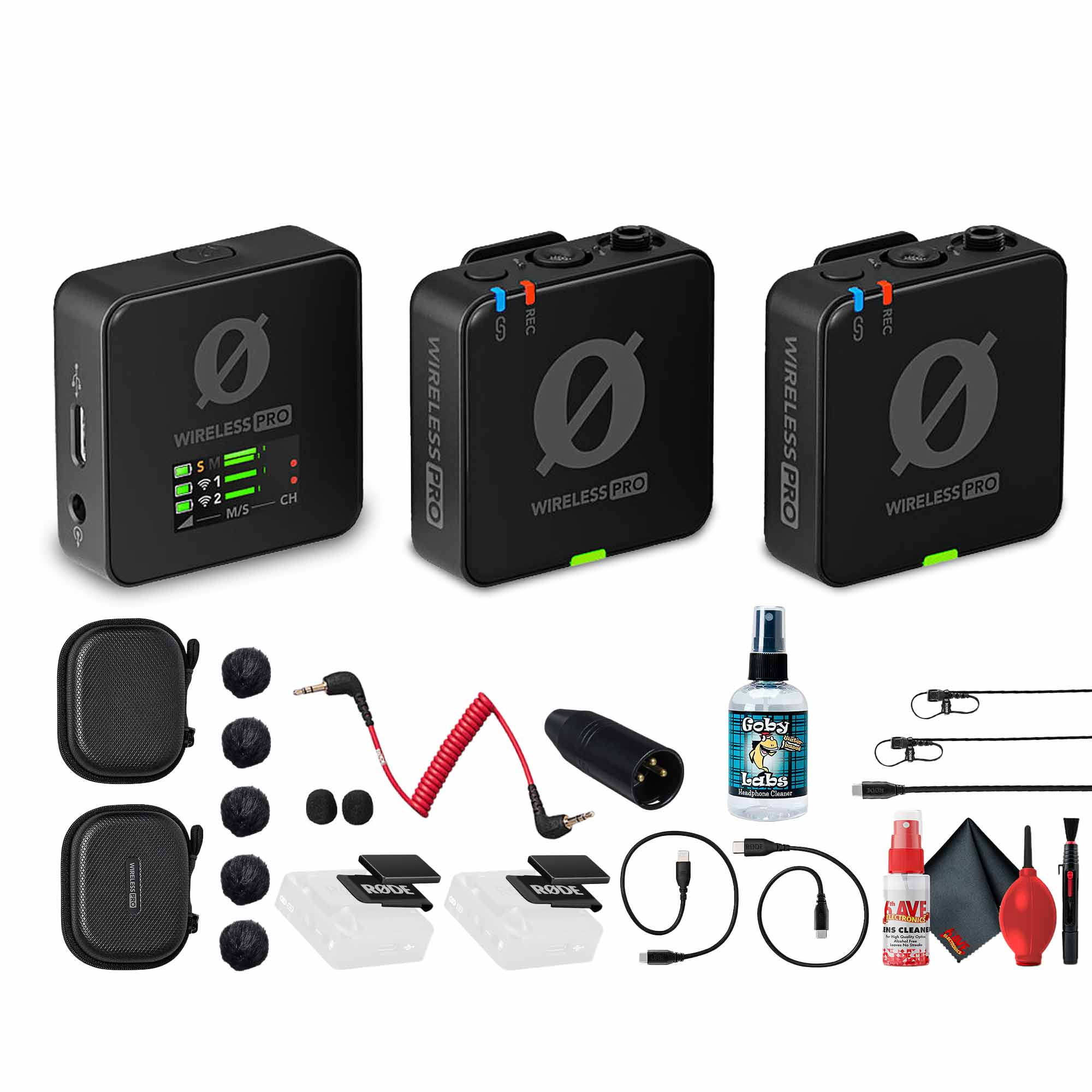 RODE Wireless PRO 2-Person Clip-On Microphone Recorder with Lavaliers (2.4 GHz) - Bundle