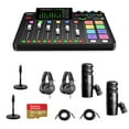 thumbnail image 1 of Rode RODECaster Pro II Integrated Audio Production Studio Console Bundle with 2x AT2040 Mic, 2x ATH-M20x Headphones, 2x Mic Stand, 2x M to F XLR Cable, 32GB microSD Card, 1 of 9