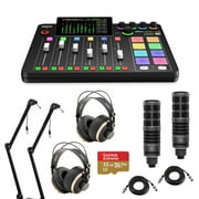 Rode RODECaster Pro II Integrated Audio Production Studio Console Bundle with 2x TAP300 Mic, 2x TAPH700 Headphones, 2x Broadcast Arm, 2x M to F XLR Cable, 32BG microSD Card