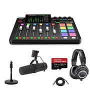Rode RODECaster Pro II Integrated Audio Production Studio Console Bundle with SM7B Mic, ATH-M50x Headphones, Mic Stand, M to F XLR Cable, 32GB microSD Card