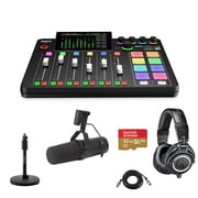 Rode RODECaster Pro II Integrated Audio Production Studio Console Bundle with SM7B Mic, ATH-M50x Headphones, Mic Stand, M to F XLR Cable, 32GB microSD Card