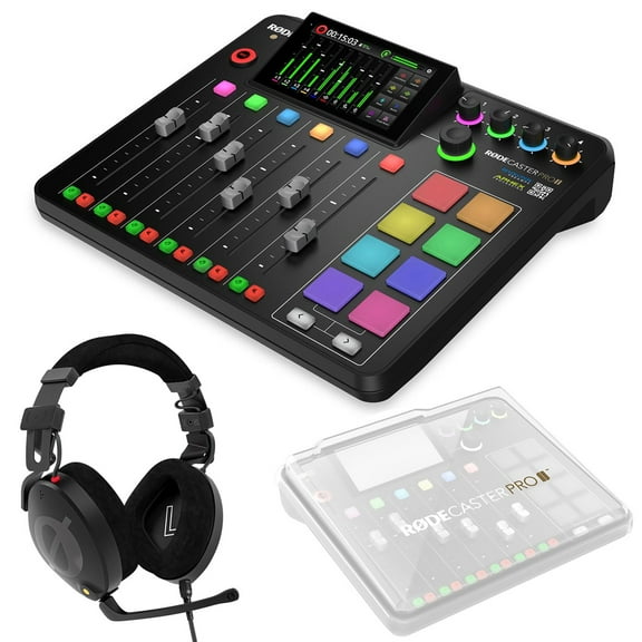 Rode RODECaster Pro II Integrated Audio Production Studio Console, Bundle with NTH-100M Headphones and RODECover 2 Cover