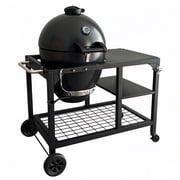Brand Man 22" Kamado Charcoal Smoker Grill with Rolling Cart, Warming Rack for Outdoor BBQ, Black