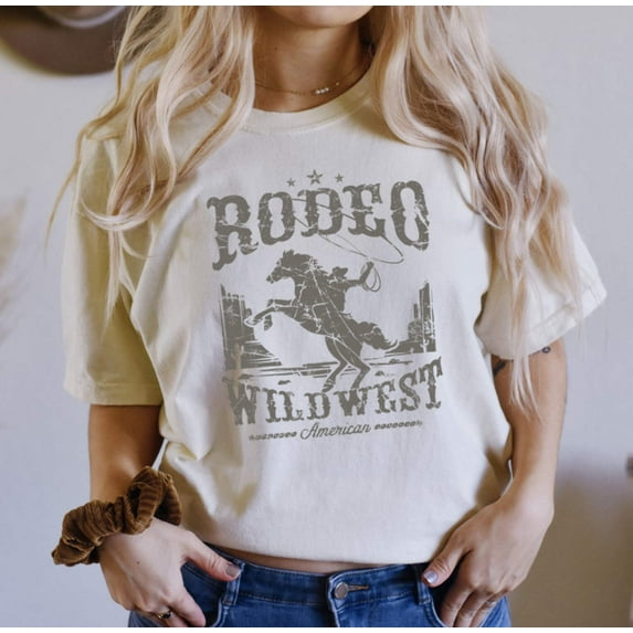 RODEO WILD WEST Garment Dyed Graphic T-Shirt