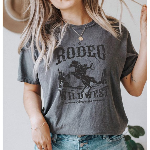 RODEO WILD WEST Garment Dyed Graphic T-Shirt