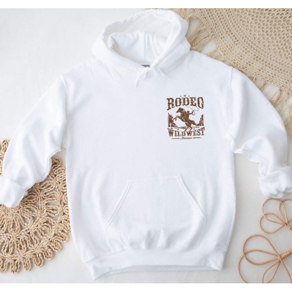 RODEO WILD WEST Graphic Unisex Fleece Hooded Sweatshirt