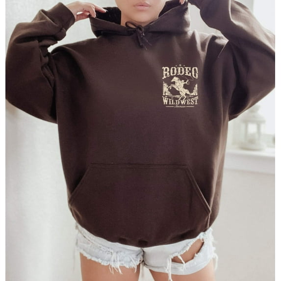 RODEO WILD WEST Graphic Unisex Fleece Hooded Sweatshirt