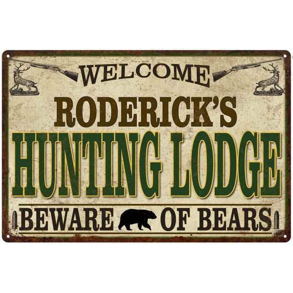 RODERICK'S Hunting Lodge Sign Man Cave 8x12 Metal Sign 208120085348
