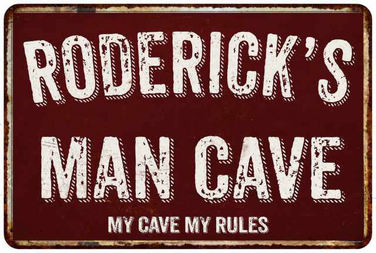 Roderick Cave RODERICK'S Man Cave Red Grunge Gift Sign Metal 12x18 Decor 208120003479 ...